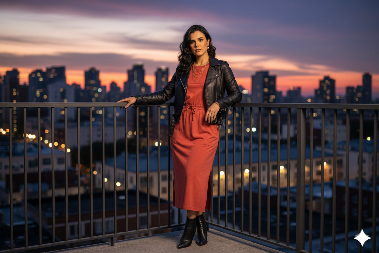 Conjunto de Saia Midi c/ Bolso Lateral e Blusinha em algodão