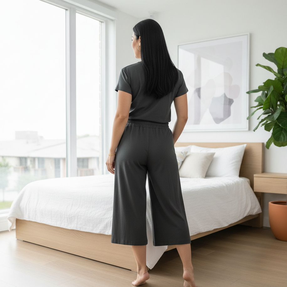 Conjunto Pantacourt Feminino 100% Algodão Estonado C/ Bolso