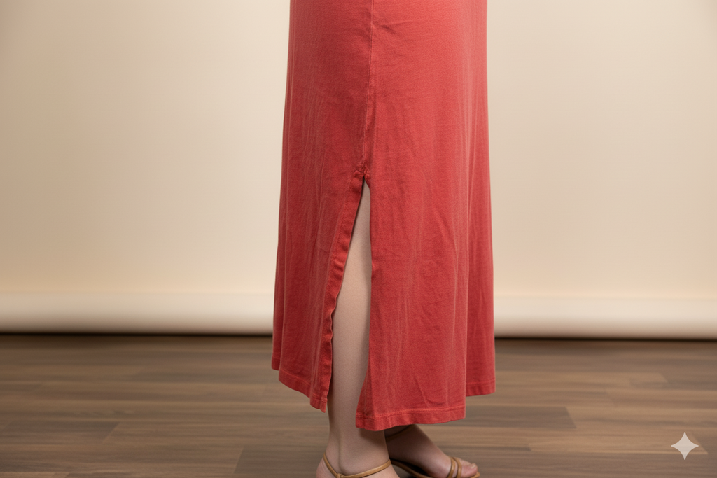 Conjunto de Saia Midi c/ Bolso Lateral e Blusinha em algodão