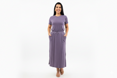 Conjunto de Saia Midi c/ Bolso Lateral e Blusinha em algodão